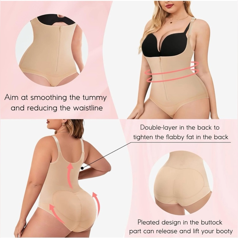 MERYOSZ Women’s Shapewear Tummy Control Open Bust Mesh Bodysuit - Picture 3 of 9